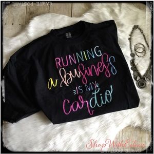 Running A business... graphic black T-shirt NWT